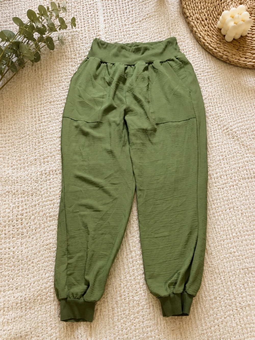 Zenana Green Relaxed Jogger Pants | Lightweight Lounge Pants | Athleisure | XL